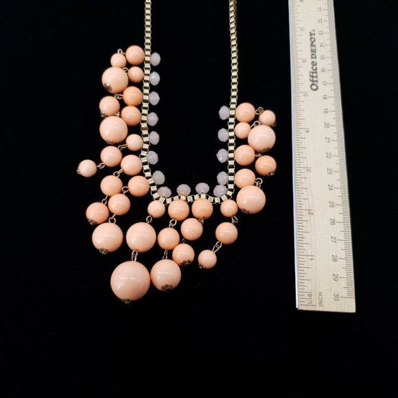 Womens Drop Vintage Style Necklace 18" to 21" Long Metal Peach Waterfall Bead - Picture 4 of 8